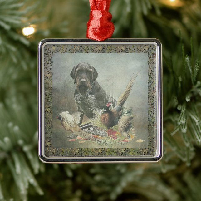 German Wirehaired Pointer Metal Ornament (Tree)