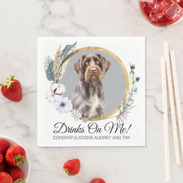 German Wirehaired Pointer Napkins with Dogs Photo (Insitu)