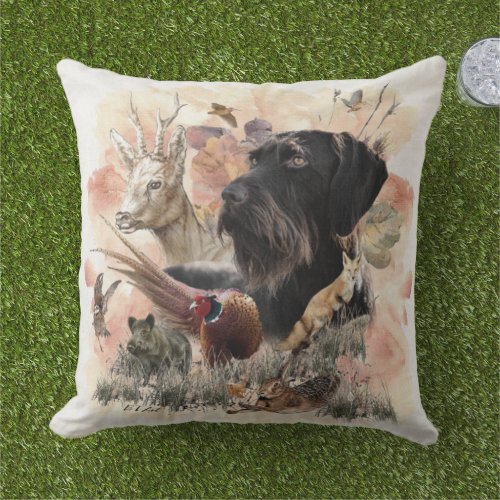 German Wirehaired Pointer  Outdoor Pillow