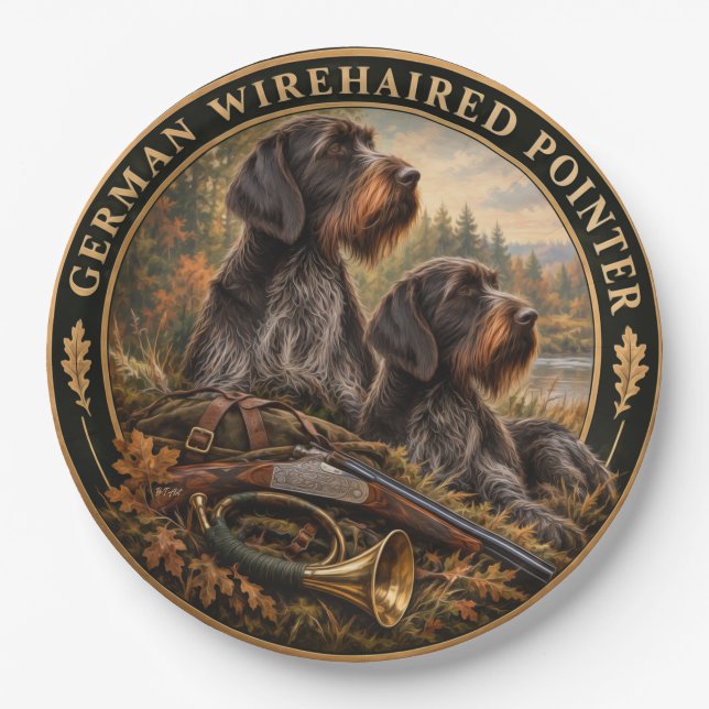 German Wirehaired Pointer Paper Plates (Front)