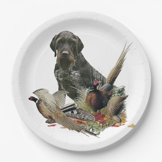 German Wirehaired Pointer      Paper Plates (Front)