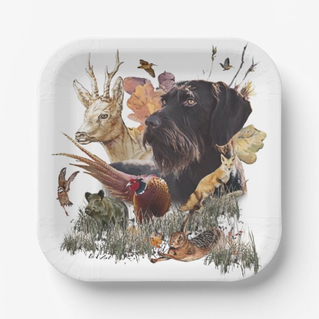 German Wirehaired Pointer    Paper Plates (Front)
