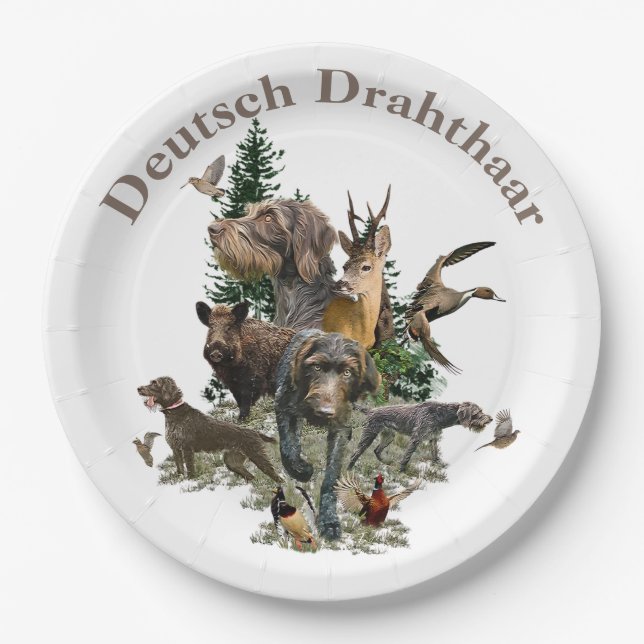  German Wirehaired Pointer Paper Plates (Front)