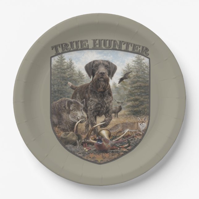 German Wirehaired Pointer Paper Plates (Front)