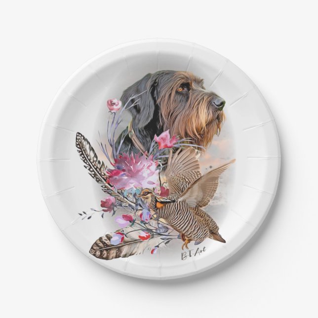 German Wirehaired Pointer    Paper Plates (Front)