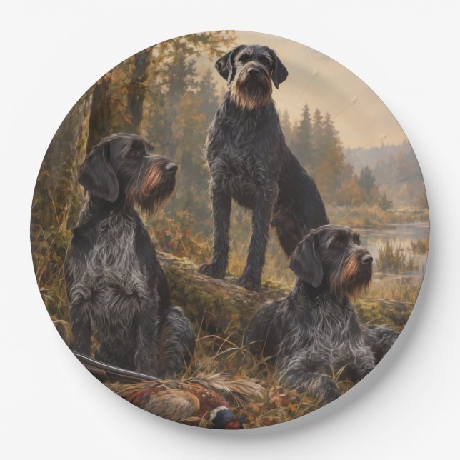 German Wirehaired Pointer Paper Plates (Front)
