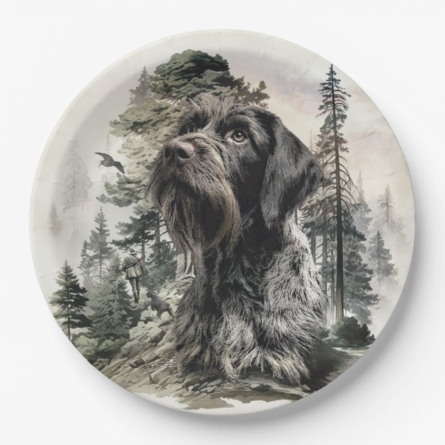German Wirehaired Pointer Paper Plates (Front)