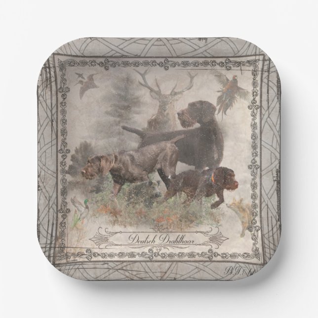 German Wirehaired Pointer   Paper Plates (Front)