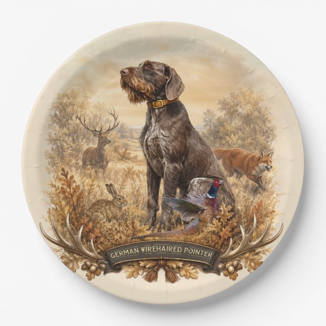 German Wirehaired Pointer Paper Plates (Front)