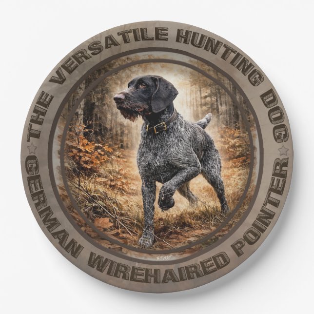 German Wirehaired Pointer Paper Plates (Front)
