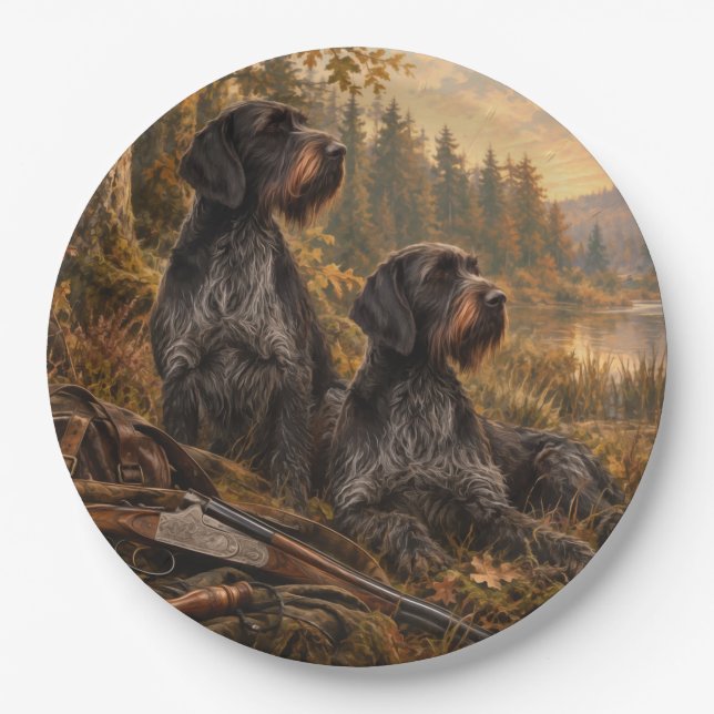 German Wirehaired Pointer Paper Plates (Front)