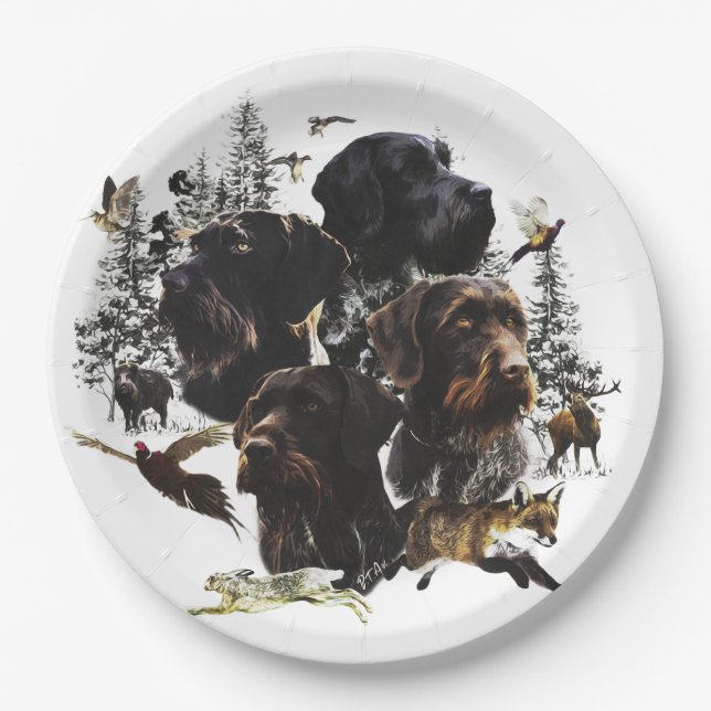  German Wirehaired Pointer     Paper Plates (Front)