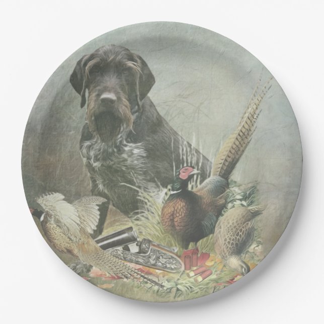 German Wirehaired Pointer      Paper Plates (Front)