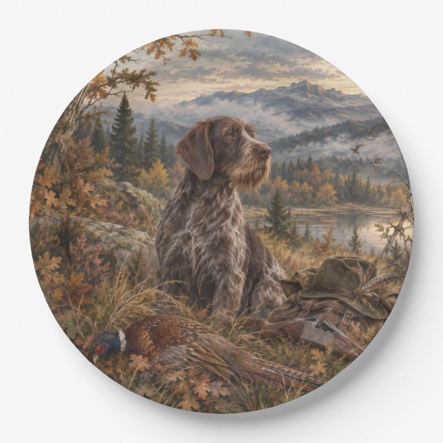 German Wirehaired Pointer Paper Plates (Front)