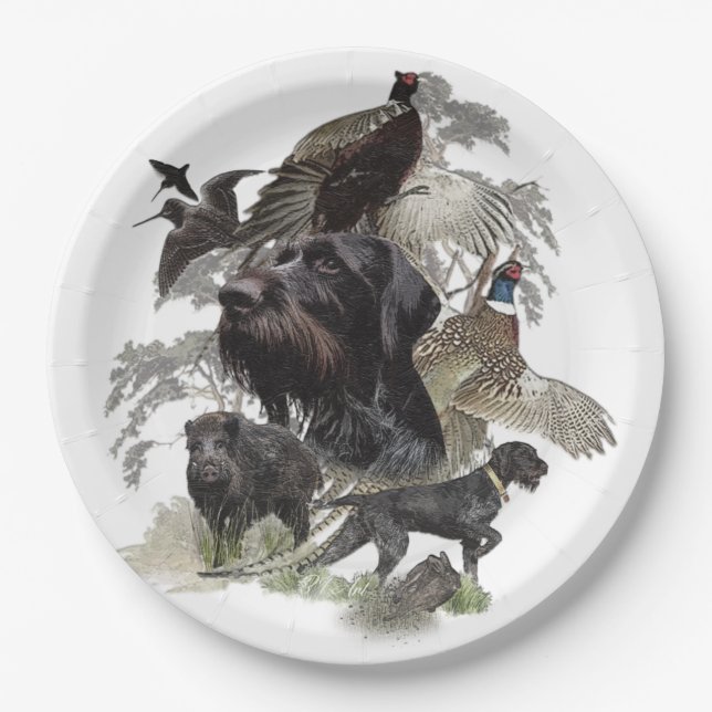  German Wirehaired Pointer     Paper Plates (Front)
