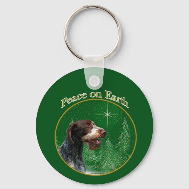 German Wirehaired Pointer Peace Keychain (Front)