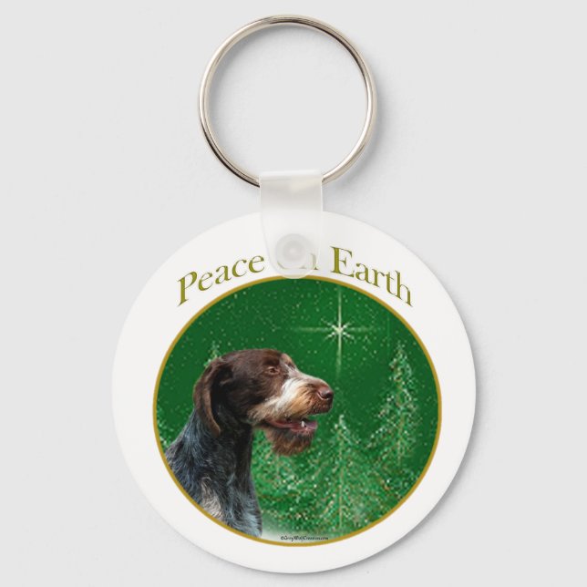 German Wirehaired Pointer Peace Keychain (Front)