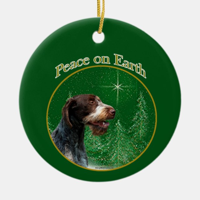 German Wirehaired Pointer Peace Keychain Ceramic Ornament (Front)