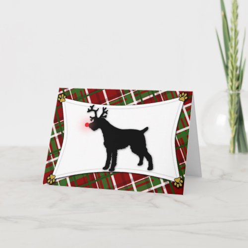 German Wirehaired Pointer Reindeer Christmas Card