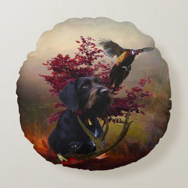  German Wirehaired Pointer     Round Pillow (Front)