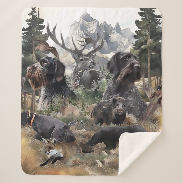 German Wirehaired Pointer   Sherpa Blanket (Front)