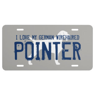 German Wirehaired Pointer Silhouette Custom Text License Plate