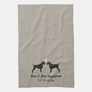 German Wirehaired Pointer Silhouettes with Heart Towel