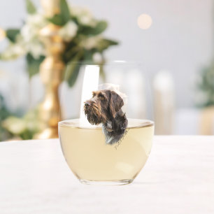 German Wirehaired Pointer Stemless Wine Glass