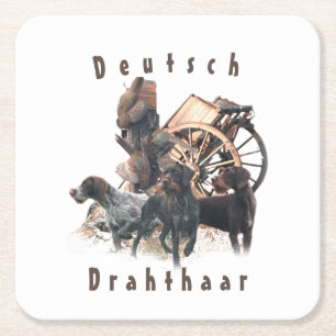 German Wirehaired Pointer sticker Paper Plate Out Square Paper Coaster