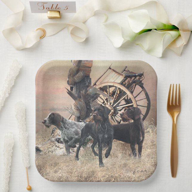 German Wirehaired Pointer  sticker Paper Plates (Wedding)