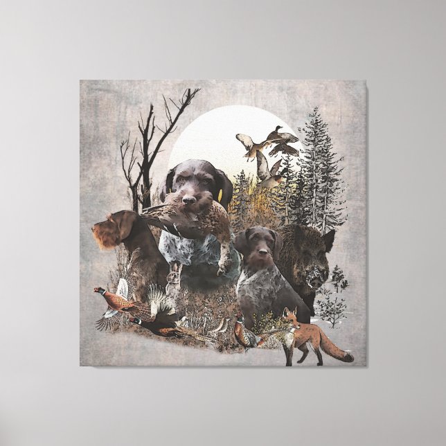 German Wirehaired Pointer Tapestry Gallery Wrap Ac Canvas Print (Front)