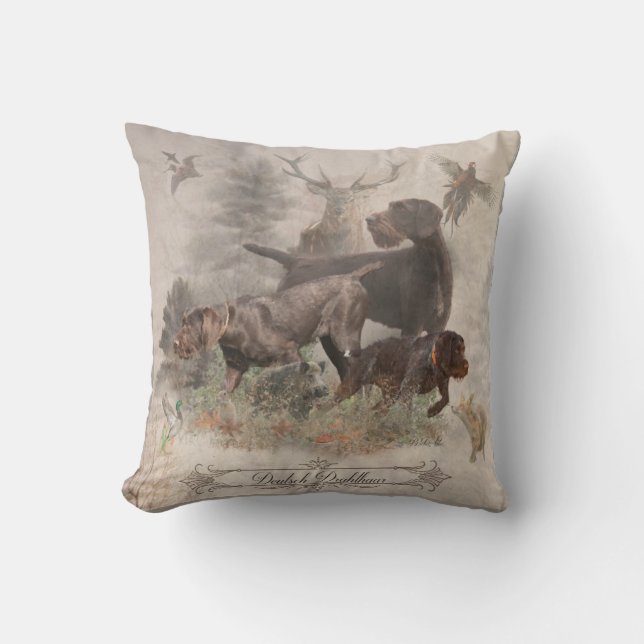 German Wirehaired Pointer  Tapestry Outdoor Pillow (Front)