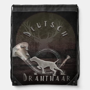 German Wirehaired Pointer  Tapestry Outdoor Pillow Drawstring Bag