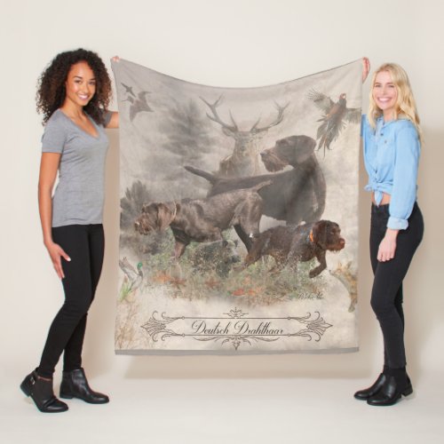 German Wirehaired Pointer  Tapestry Outdoor Pillow Fleece Blanket