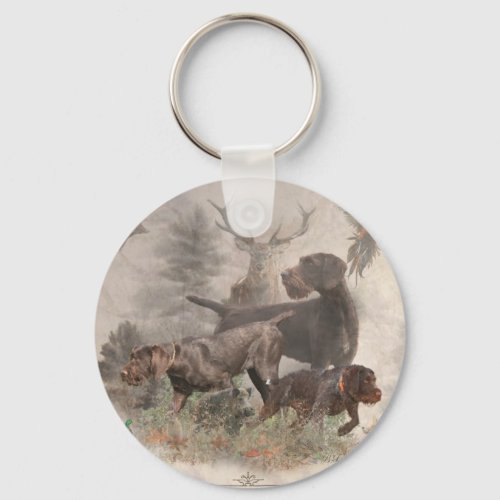 German Wirehaired Pointer  Tapestry Outdoor Pillow Keychain