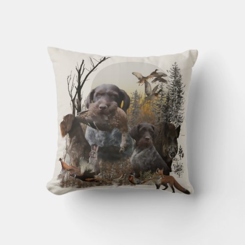 German Wirehaired Pointer Tapestry Throw Pillow