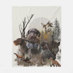 German Wirehaired Pointer Tapestry Throw Pillow Fleece Blanket