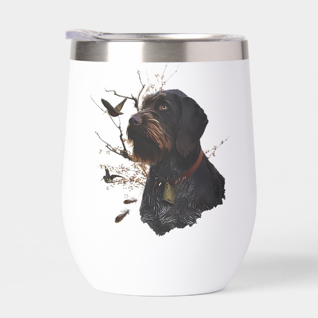 German Wirehaired Pointer Thermal Wine Tumbler (Right)