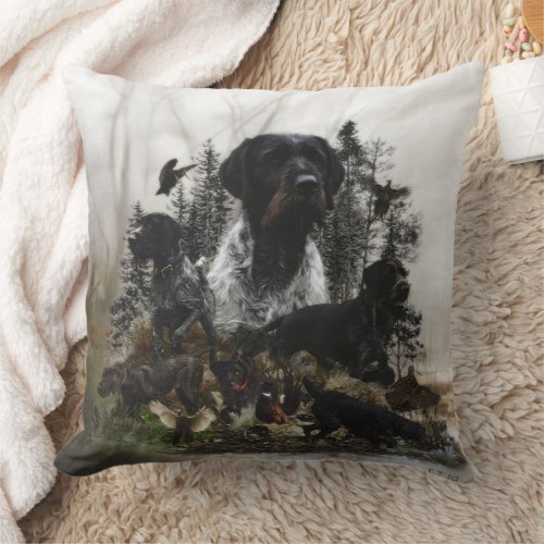 German Wirehaired Pointer  Throw Pillow