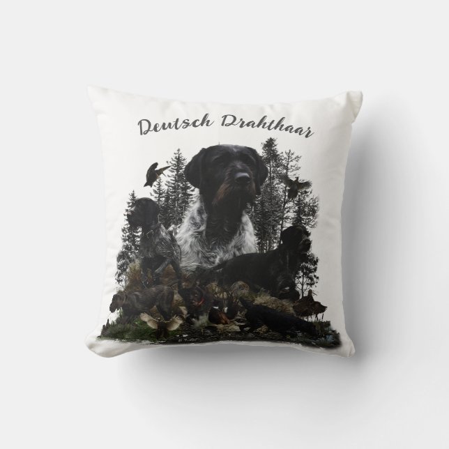 German Wirehaired Pointer  Throw Pillow (Front)