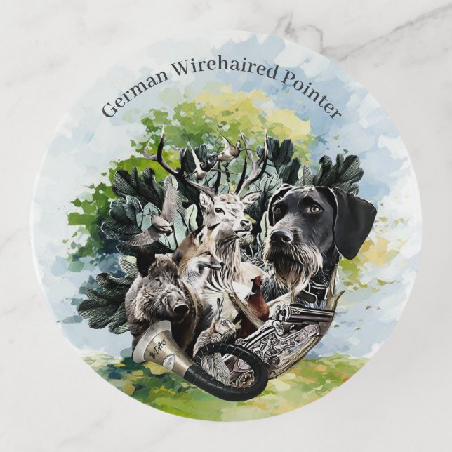 German Wirehaired Pointer Trinket Tray (Front)