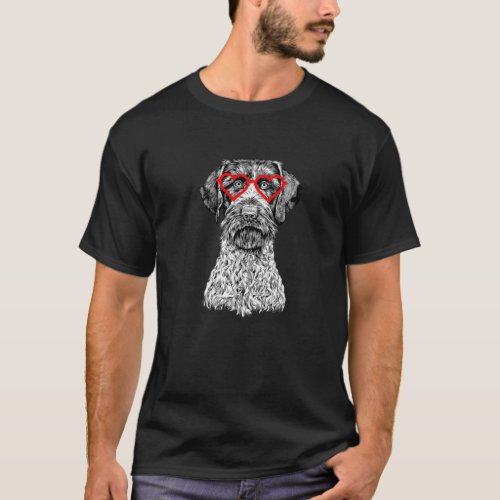 German Wirehaired Pointer Valentines Day Dog Mom D T_Shirt