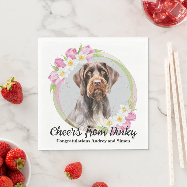 German Wirehaired Pointer Wedding Photo Napkins (Insitu)