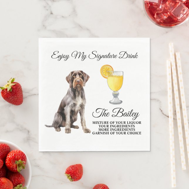 German Wirehaired Pointer Wedding Signature Drink  Napkins (Insitu)