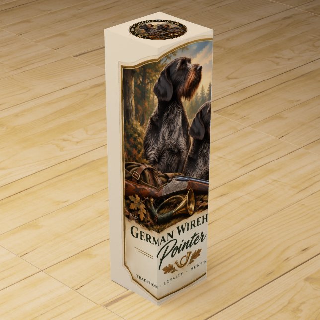 German Wirehaired Pointer Wine Box (Front)