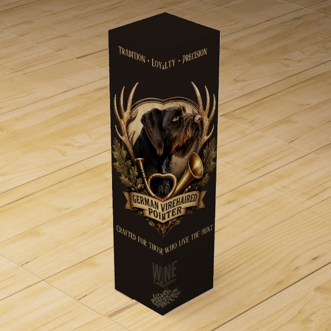 German Wirehaired Pointer Wine Box (Front)