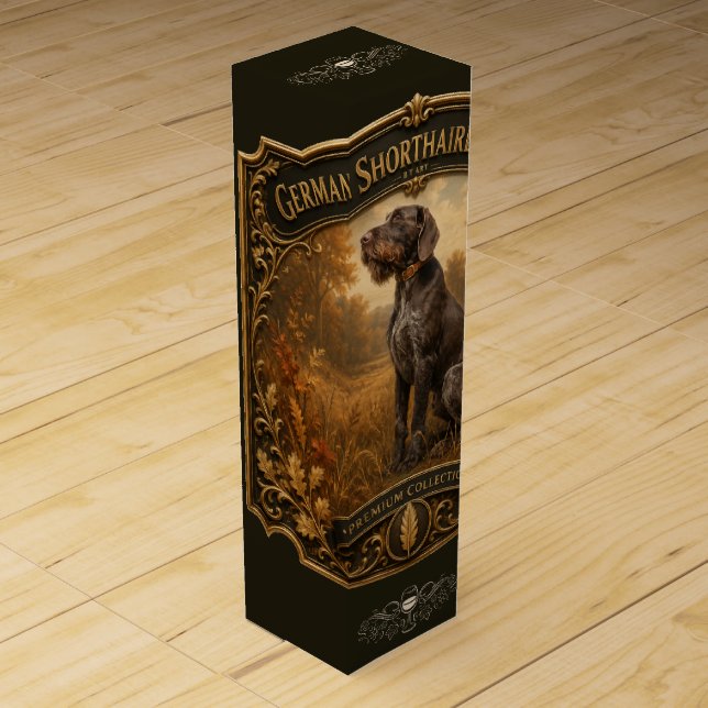 German Wirehaired Pointer Wine Box (Front)