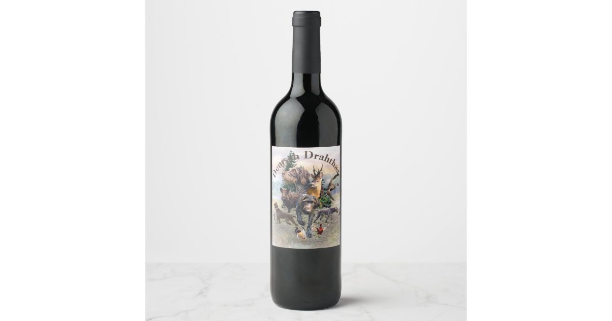 German Wirehaired Pointer Wine Label | Zazzle
