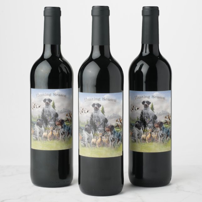  German Wirehaired Pointer Wine Label (Bottles)