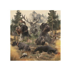 German Wirehaired Pointer Wood Wall Art